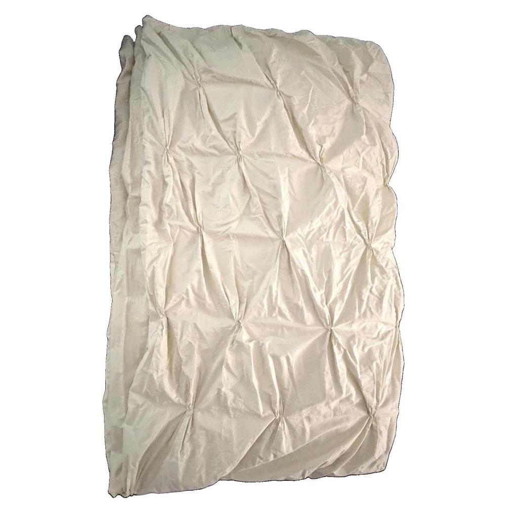 West Elm King Pintuck Duvet Cover Set Standard Shams 3 PCS Celery Organic Cotton